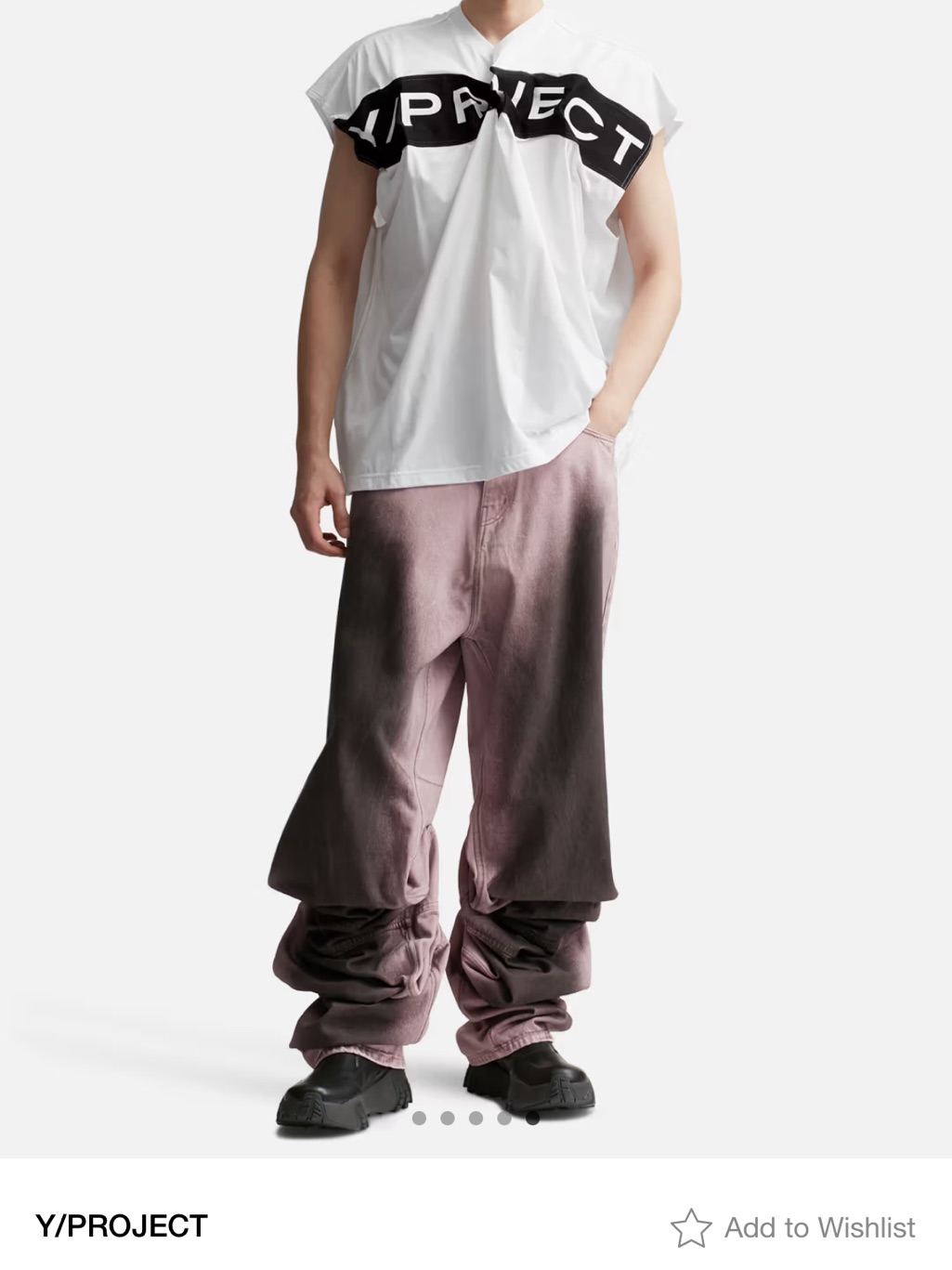 Y/Project Draped Cuff Jeans In Pink To Black Ombre